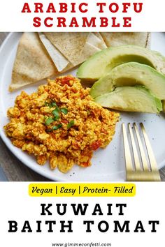 Arabic vegan halal breakfast scramble with Lebanese bread and avocado Arabic Breakfast, Halal Food Recipes, Egg And Tomato, Lebanese Bread, Tofu Scramble Vegan, Scrambled Tofu, Tomato Dishes, Peanut Tree, Italian Pasta Dishes