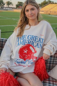 charlie southern: great american football game sweatshirt – Riffraff Americana Graphic Tee, Fall Saturday, Vintage Helmet, Football Sunday, Football Vintage, Blue Football, Football Tee, Gameday Outfit, Football Game