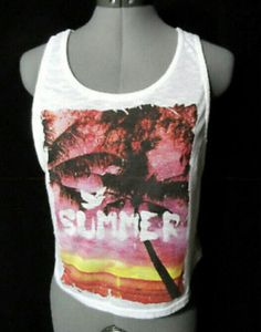 Check out SELENA GOMEZ Lace Back Tank top L White tropics Open back Lace t-shirt, the latest item I added on eBay! #eBay #eBaySeller Casual Sleeveless Summer T-shirt, Casual Racerback Top With Graphic Print, Summer Graphic Print Crew Neck Tank Top, Summer Letter Print Tank T-shirt, Graphic Print Crew Neck Tank Top For Summer, Summer Graphic Tee Tank Top For Streetwear, Trendy Printed Tops For Summer, Trendy Sleeveless Beach T-shirt, Summer Graphic Print Racerback T-shirt