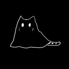 a black and white drawing of a cat's head with eyes on it, in the dark