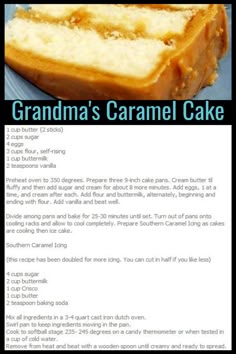 a recipe for grandma's caramel cake