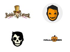 four different logos for halloween related businesses