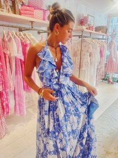 Fancy Blue Dress, Preppy Dress, Love Shack Fancy, Rush Dresses, Grad Dresses, Pink Summer, Hoco Dresses, Dress Pink