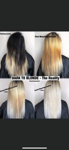 Bleaching Dark Hair, Dark To Blonde, Color Correction Hair, Going Blonde, Diy Hair Color, Hair Color Formulas, Hair Color Streaks, Hair Techniques, Hair Color Techniques