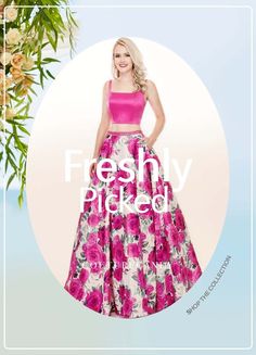 Be the loveliest of the all when you don this feminine gown by Rachel Allan 6589. This two piece ensemble features a fitted crop top with a square neckline complemented with an open back accented with a bow detail. A beaded waistband tops the floral printed ballgown skirt, finished with in-seam pockets. Floral Ballgown, Ballgown Skirt, Fitted Crop Top, Ball Gown Skirt, Square Necklines