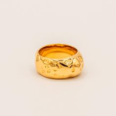 Stone Ring-Rings-Jessica Wang Gold Round Ring, Textured Ring, Round Rings, Solid Gold Jewelry, Recycled Gold, Precious Jewelry, Gold Plated Jewelry, Jewelry Bags, Stone Ring