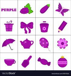 purple icons set on white background