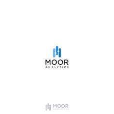 the logo for moor analyticss is shown in blue and gray colors on a white background