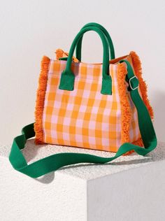 Shiraleah Anna Mini Tote, Orange Bright Personality, Grooming Tips, Gingham Fabric, Fancy Bags, Fabric Bags, Mini Tote, Cute Bags, Mode Inspiration, Sewing Bag