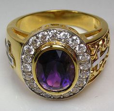 Amethyst Bishop Ring Bishop Ring, Mens Silver Pendants, Sugar Skull Ring, Mens Gold Rings, Silver Spinner Rings, Christian Jewelry, Men's Rings, Amethyst Gemstone, Amethyst Ring