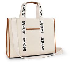 Sleek and sporty, this coated canvas tote bag has all the room you need to carry your necessities with ease. From Jason Wu. Trendy Coated Canvas Shoulder Bag For Shopping, Modern Coated Canvas Bag, White Canvas Shopping Bag With Top Carry Handle, Functional Coated Canvas Bag For Daily Use, Weekend Canvas Bag With Reinforced Handles, Sporty White Canvas Bag, Sporty Canvas Bag For Weekend, Sporty Canvas Bag With Large Capacity, Sporty Canvas Tote Bag