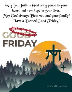 a good friday message with a cross on top of a hill