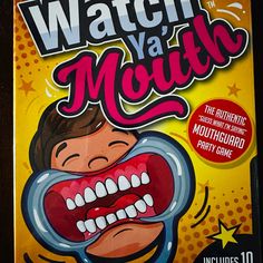 a family board game with an image of a mouth and teeth on the front cover