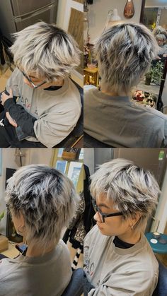 Older Man Hairstyle, Punk Hair Styles Male, Guys Hair Dye Ideas, Mens Grunge Haircut, Sporty Mullet, Raccoon Hair Short, Keshi Haircut, Longer Masculine Haircuts, Messy Mullet Men