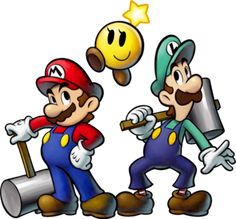 mario and luigi are doing different things in front of the same person with an emote