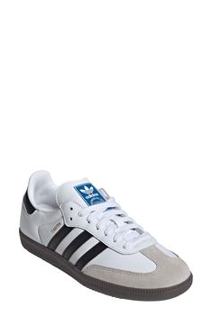 From the soccer pitch to the streets, this always-original sneaker maintains its legacy with luxe leathers and iconic 3-Stripes at the sides. Removable insole Leather upper/textile lining/synthetic sole Imported Soccer Pitch, Winter Shopping, Wishlist 2024, Adidas Samba Og, Adidas Samba Sneakers, Christmas 2024, Adidas Samba, The Streets, Womens Shoes Sneakers