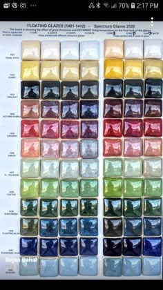 an image of many different colors of glass tiles on a sheet of paper with instructions to make them look like they are made out of plastic