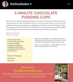 the foodbabe website features five minute chocolate pudding cups