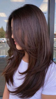 haircuts for long hairs Butterfly Cut With Long Layers, Long Hair Layers No Bangs, Butterfly Layers Straight Hair, Butterfly Layers Hair Long Straight, Butterfly Haircut Long Layers, Butterfly Haircut Straight Hair Medium, Haircut Butterfly Layers, Layered U Shaped Haircut, U Cut With Long Layers