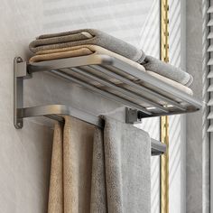 PRICES MAY VARY. ❤️THREE-LAYER MATTE-flat design style and three-layer grey are suitable for any scene, and will definitely add a more beautiful scenery to your bathroom. ❤️90° FOLDING-It can be folded at right angles, it saves more space when you don't want to use the bathrobe rack. ❤️MULTI-SCENE-the bracket can be used not only in the bathroom, but also in the balcony, hall, etc., and can be used to put clothes, toys or some sundries. ❤️EASY TO INSTALL-easy to install; no welding, all fixed wi Bathroom Lavatory, Bath Towel Racks, Towel Shelf, Double Towel Bar, Bathroom Storage Shelves, Towel Bars, Towel Rack Bathroom