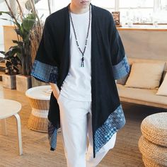 Yukata Male, Mens Kimono Shirt, Men's Yukata, Mens Kimono, Chinese Kimono, Kimono Traditional, Cardigan Plus Size