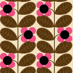 an abstract floral pattern with pink and brown flowers