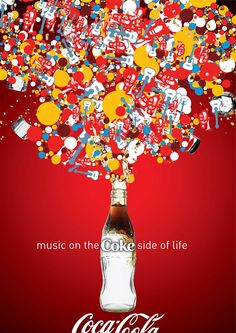 a coca - cola advertisement with the words music on the side of life