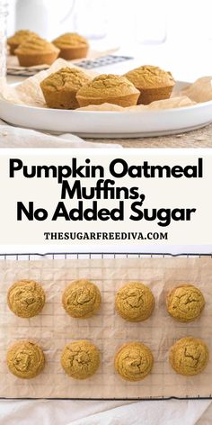 pumpkin oatmeal muffins, no added sugar on a white plate