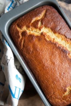 a loaf of bread sitting on top of a pan