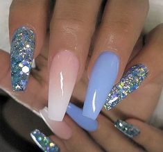 Flat Nail Polish Ideas, Nails Babyblue, White Acrylic Coffin, Stones Nail Art, Coffin Nail Ideas, Nail Polish Ideas, Acrylic Coffin, Nail Art Rhinestones, Pedicures