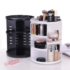 Store your makeup goodies without ever worrying about clutter. The 360 Degree Full Rotating Makeup Vanity is convenient and allows you to store all your makeup essentials with easy compartments and access. Multi-functional storage compartments Beauty Organizer, Penyimpanan Makeup, Make Up Storage, Makeup Vanities, 2019 Makeup, Makeup Supplies, Beauty Organization, Box Display, Cosmetic Sets