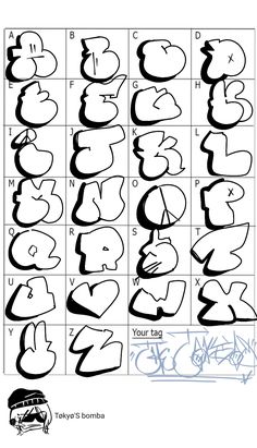 an image of graffiti alphabets in black and white