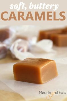 homemade soft, buttery caramels with text overlay