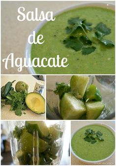 the collage shows different types of vegetables and soups in glass bowls, including cucumbers