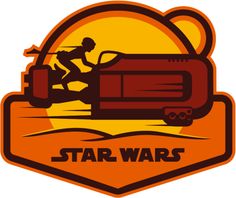 a star wars logo with a person riding on a motorcycle in front of the sun