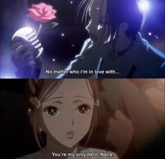 an anime scene with the caption that reads, no matter who i'm in love with