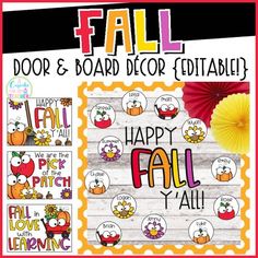 fall door and board decor editables for the classroom to use on their doors