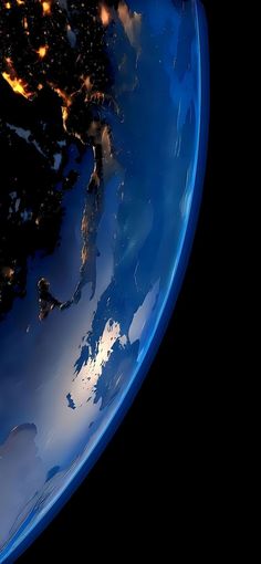 the earth's surface is lit up at night