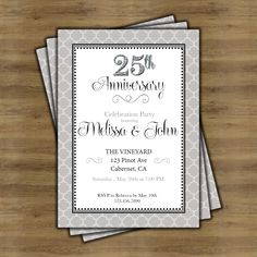 an elegant 25th anniversary party card