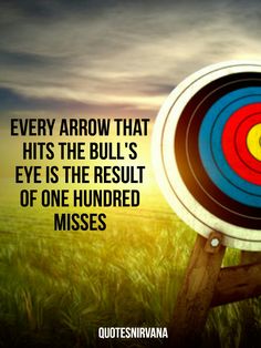 an arrow that hits the bulls eye is the result of one hundred misses