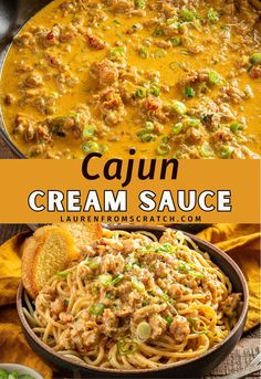 cajun cream sauce in a bowl with bread on the side