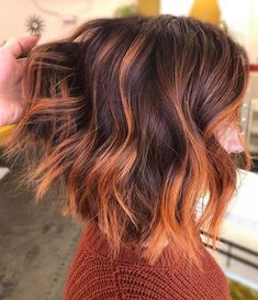 Brunette Hair Fall Highlights, Brownish Red Hair Color Caramel Balayage, Fall Red Lowlights, Copper Balayage Summer, Cooper Balayage Short Hair, Copper And Chocolate Hair, Brown Hair Copper And Blonde Highlights, Brunette And Ginger Hair, Hair Dye Ideas For Cool Toned Skin