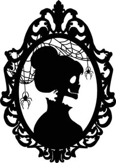 a black and white silhouette of a woman in a frame