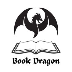 the book dragon logo is shown with an open book and a dragon's head