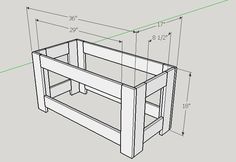 a drawing of a wooden table with measurements for the top and bottom section on it