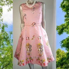 $3,890 New W. Tag Oscar De La Renta Silk Gorgeous Pink Juwel Runway Dress Us 8 M New With Price Tag $3,890.00 This Beautiful Dress Have Stunning Juwels Printed On A Pink Silk Shell. A True Piece Of Art. This Dress Is Beyond Beautiful Fine Tailor And Craftsmanship When You Just Want The Best. A Beautiful Piece For Collectors. Made In Usa Please See Pictures For The Beautiful Details. Us Size 8 ***** 37-38" Bust 30" Waist 40" Hips - Free 42-43" Lenght From Top Of Shoulder. New With Price Tag $3,89 Pink Silk A-line Midi Dress, Elegant Pink Floral Print Midi Dress, Pink A-line Fitted Midi Dress, Silk Floral Print Dress With Full Skirt, Pink Silk Feminine Dress, Feminine Pink Silk Dress, Pink Silk Dress For Spring, Pink Silk Cocktail Dress, Pink Silk Dresses For Spring