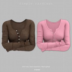 two women's sweaters, one with buttons and the other with long sleeves