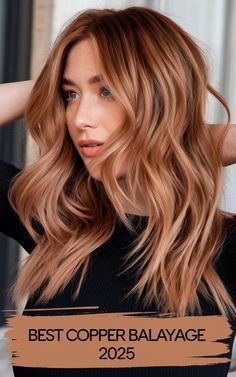 Copper Balayage 2025: Stunning Hair Ideas for Brunettes, Short Cuts, and Curly Styles Hair Ideas For Brunettes Short, Cooper Highlights, Balayage With Highlights, Copper Highlights On Brown Hair, Copper Blonde Balayage, Trending Hair Color, Hair Ideas For Brunettes, Balayage Ideas, Curly Styles