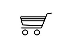 a line drawing of a shopping cart