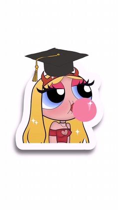 a cartoon character with a graduation cap on top of it's head and eyes